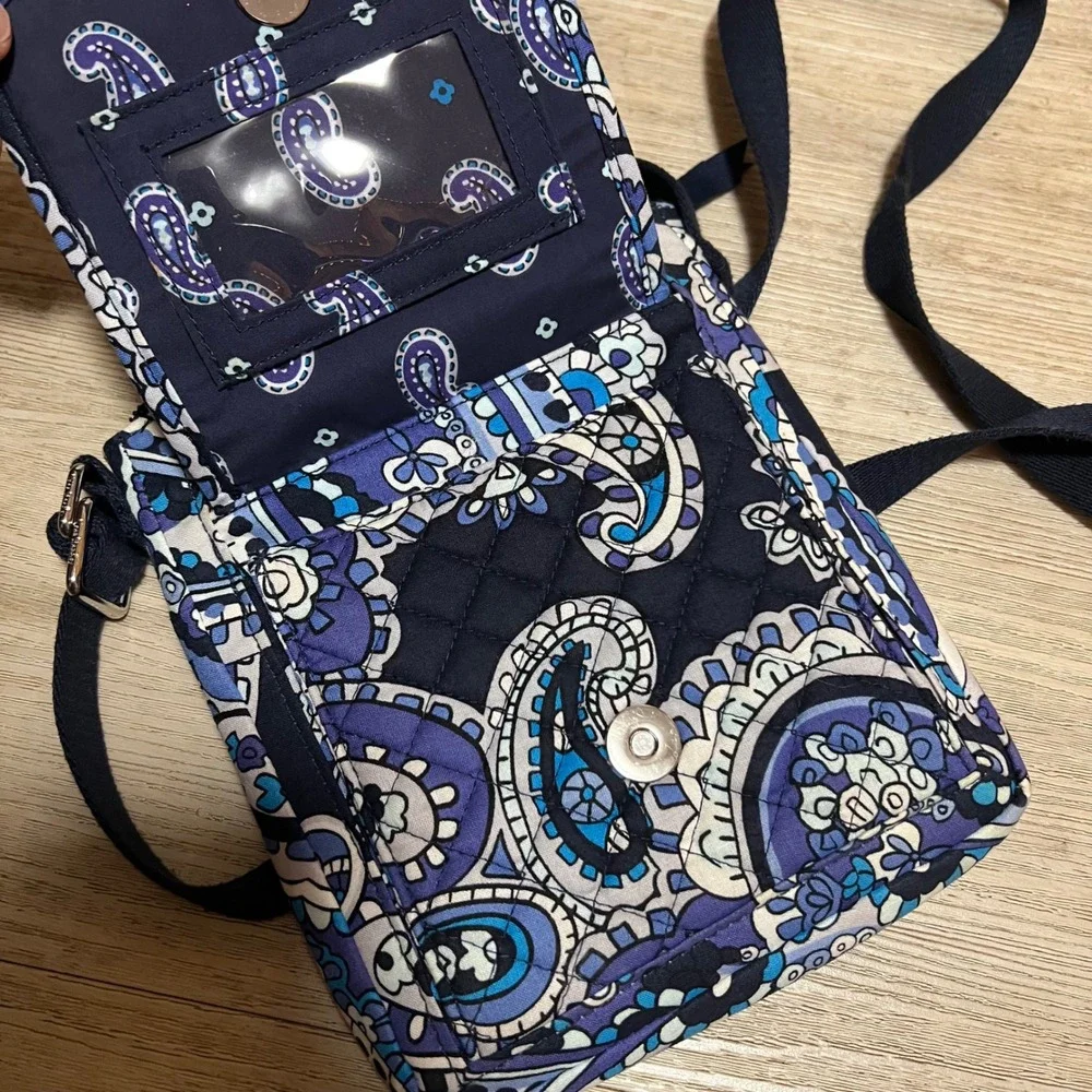 Vera Bradley Crossbody Bag Paisley Quilted Phone Shoulder Bag‎ Purse Blue Purple